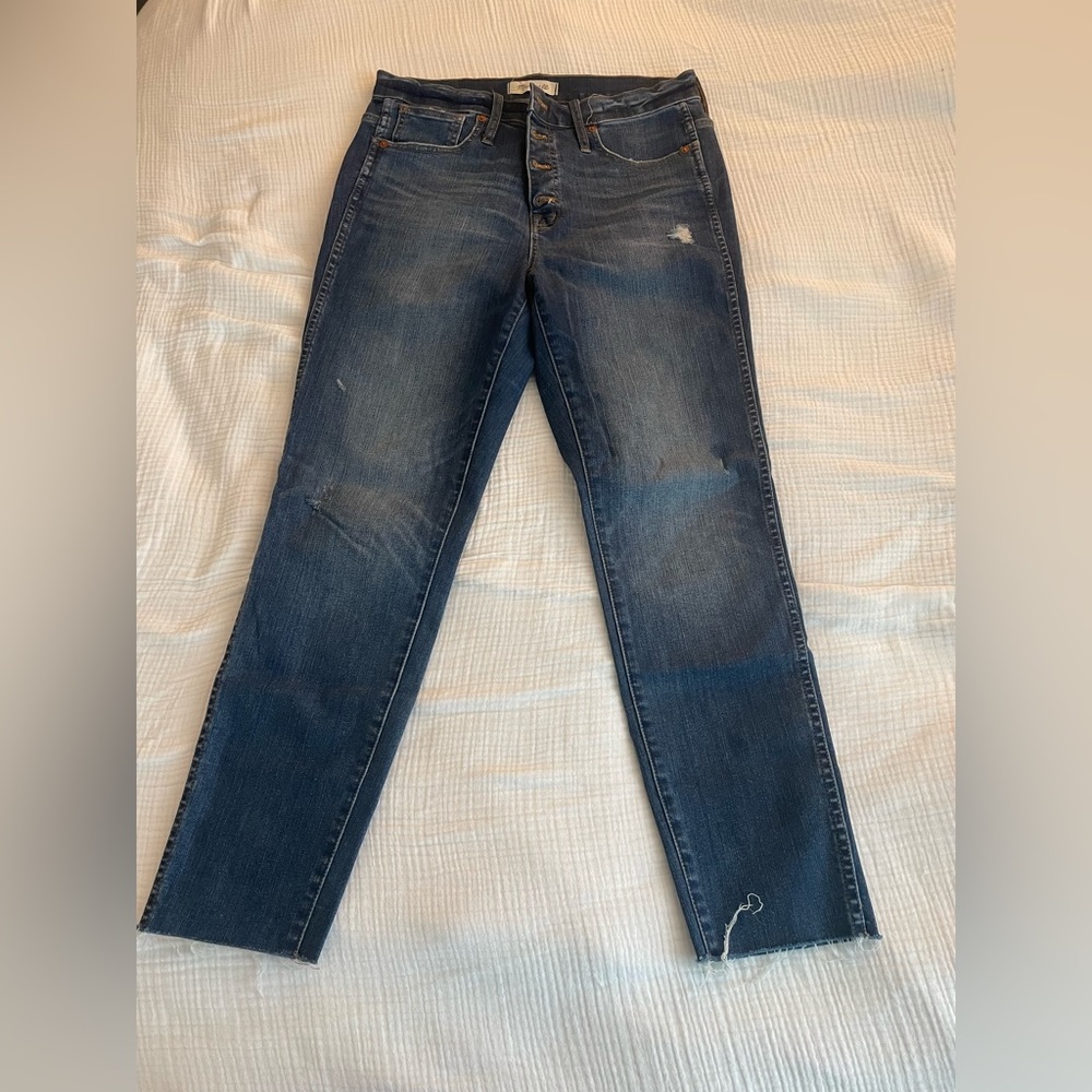 Barely worn Madewell high rise distressed skinny jeans